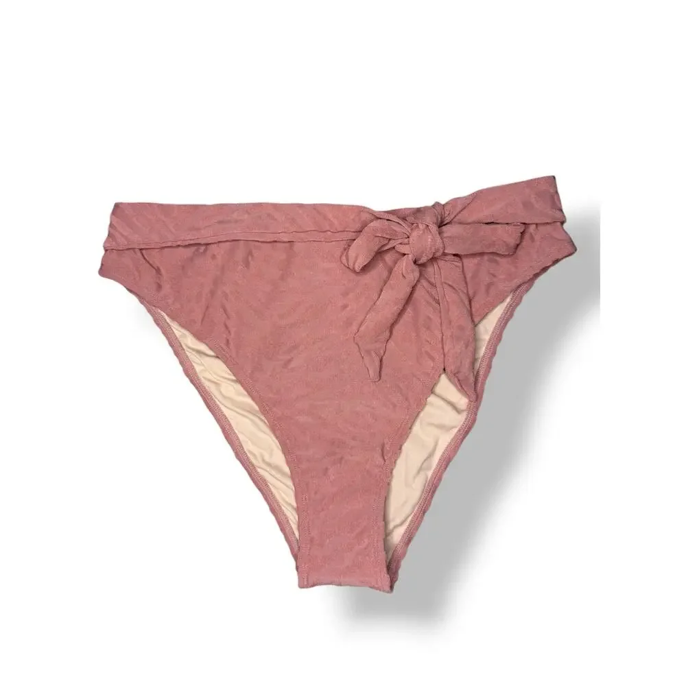 Cupshe Women’s Large Beachcomber Cross Halter Bikini Swimsuit Mauve Textured NEW